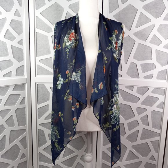 Color Swatch Jackets & Blazers - Color Swatch Medium Sheer Floral And Black Lace Vest